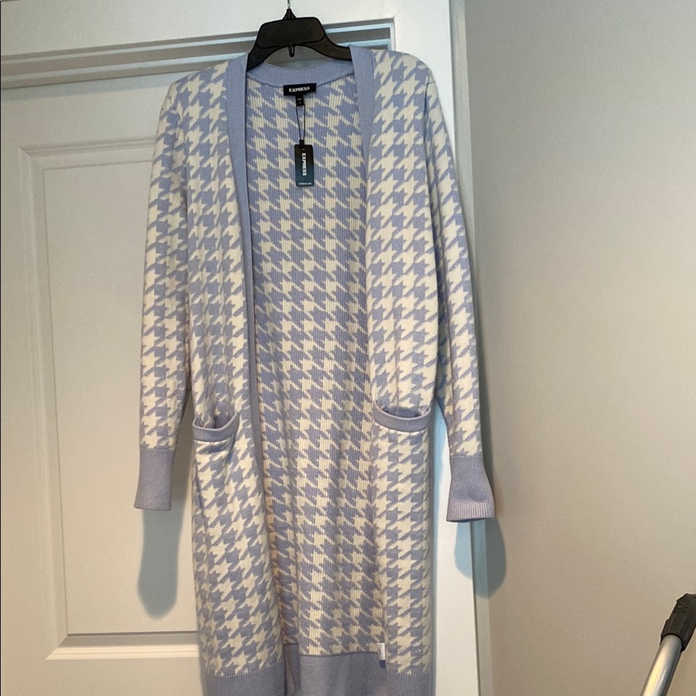 Chic Houndstooth Long Cardigan